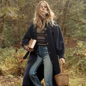 In Search Of Doen Northerner Duster Wool Coat in Navy